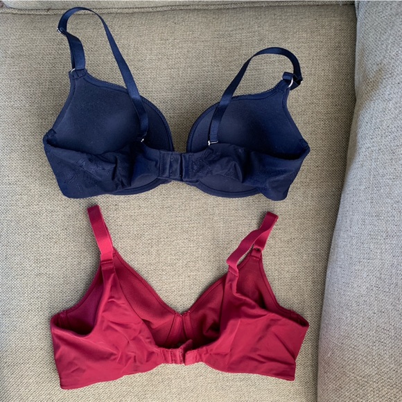 Underwire Satin Bras Vanity Fair Size 38C Navy Blue Red Lace Bras Padded - Picture 4 of 5